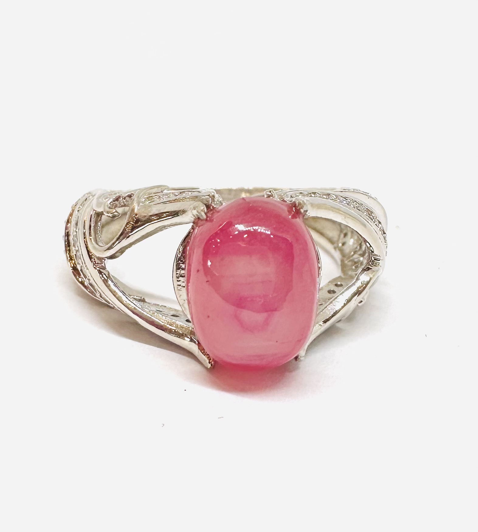 925 Silver Vintage Ruby Cabochon Ring