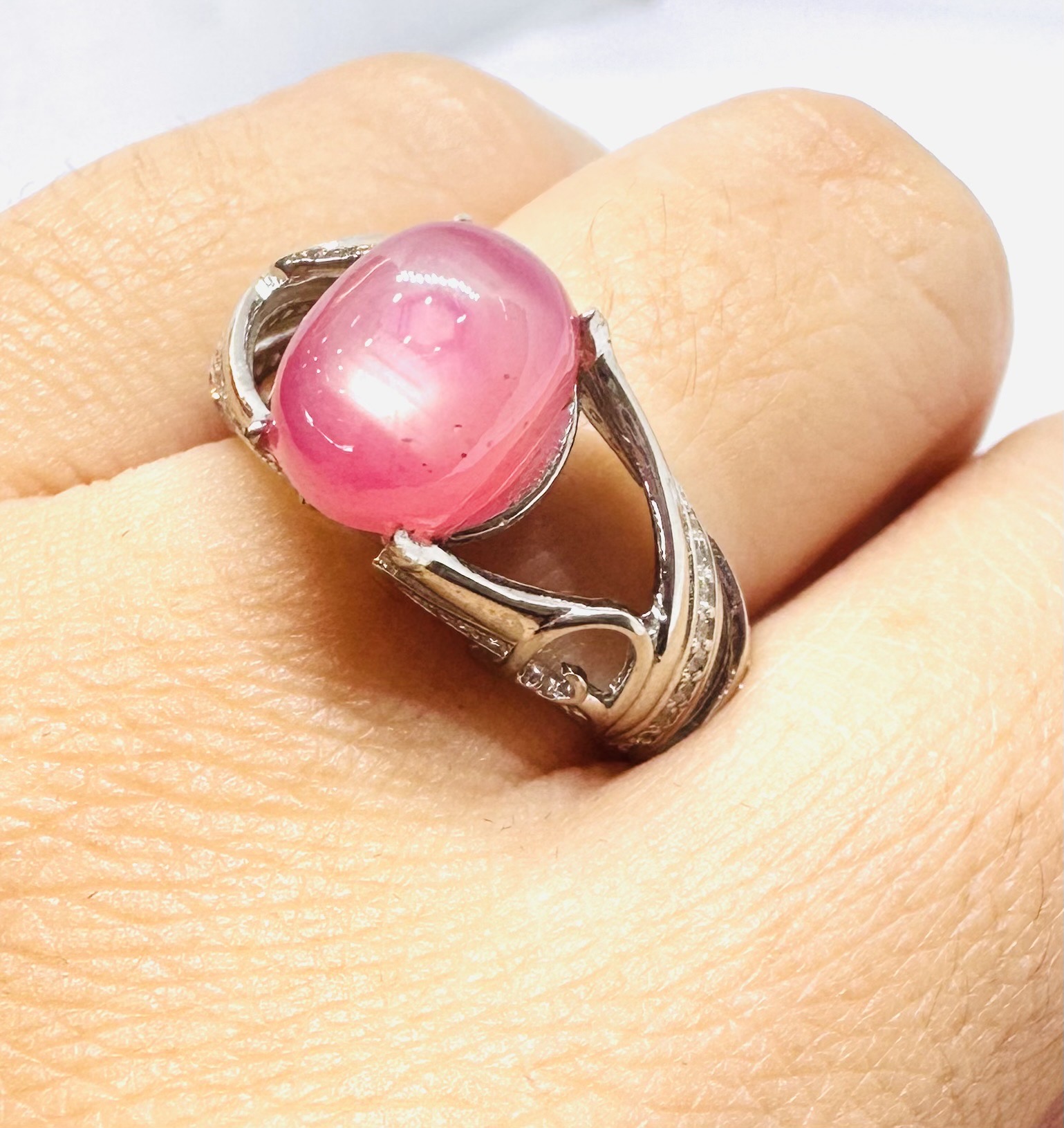 925 Silver Vintage Ruby Cabochon Ring 3