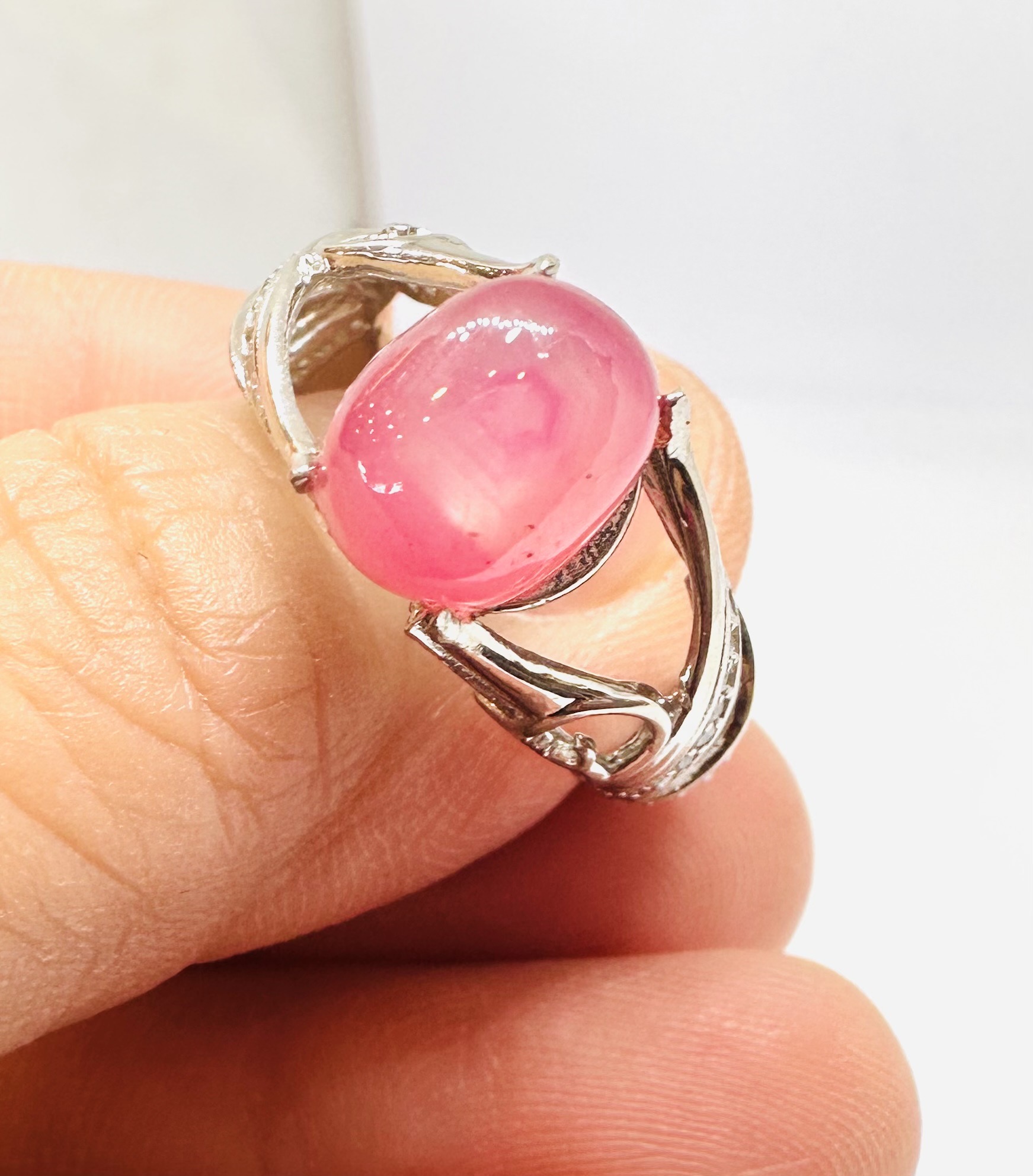 925 Silver Vintage Ruby Cabochon Ring 5