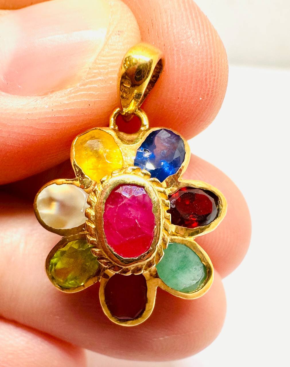 Noppakao Nine Sacred Gems Pendant in 925 Silver Gold-Plated