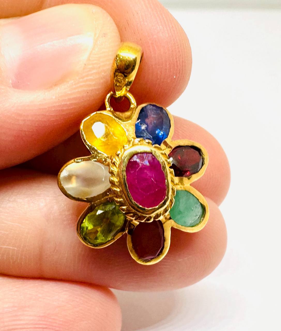 Noppakao Nine Sacred Gems Pendant in 925 Silver Gold-Plated 4