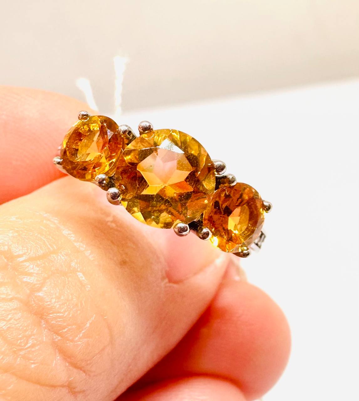 925 Silver Natural Citrine with Swiss Diamonds Ring — Handcrafted Vintage Style 2