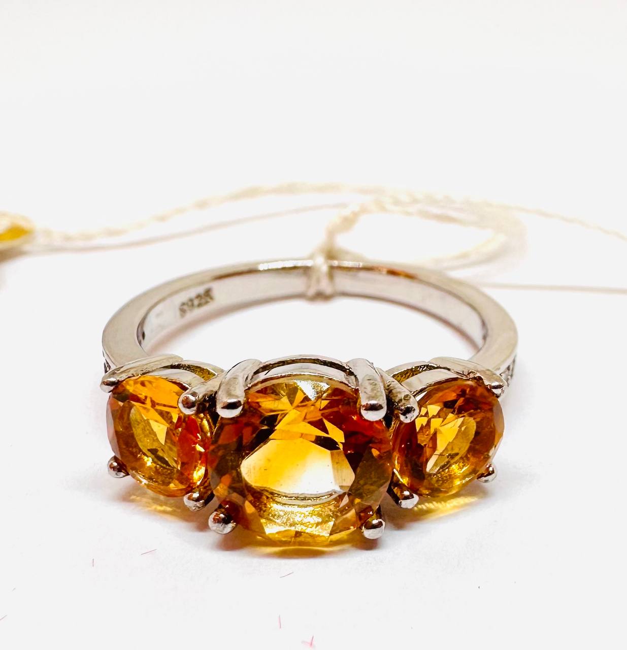 925 Silver Natural Citrine with Swiss Diamonds Ring — Handcrafted Vintage Style 3