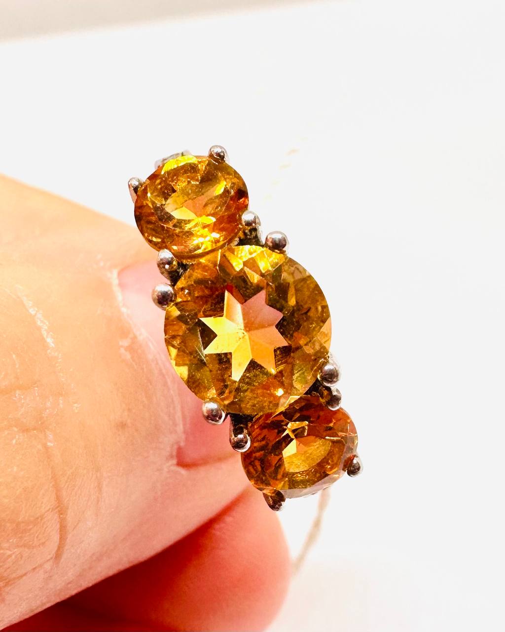 925 Silver Natural Citrine with Swiss Diamonds Ring — Handcrafted Vintage Style 4