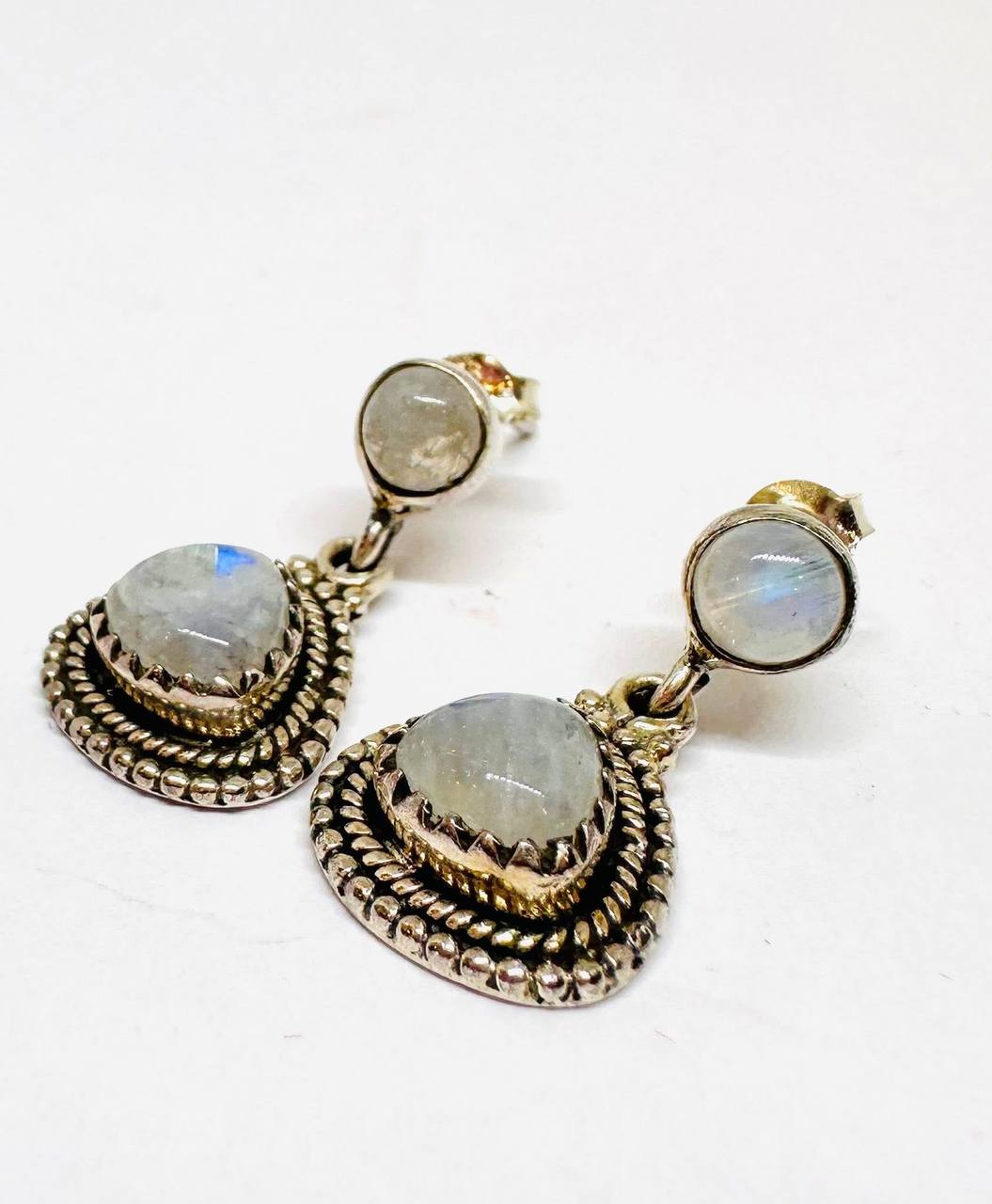 925 Silver Natural Moonstone Drop Earrings — Handcrafted 4