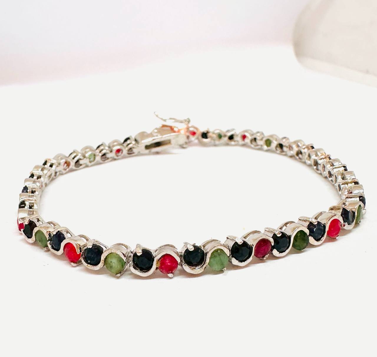 925 Sterling Silver Natural Ruby Bracelet — Handcrafted