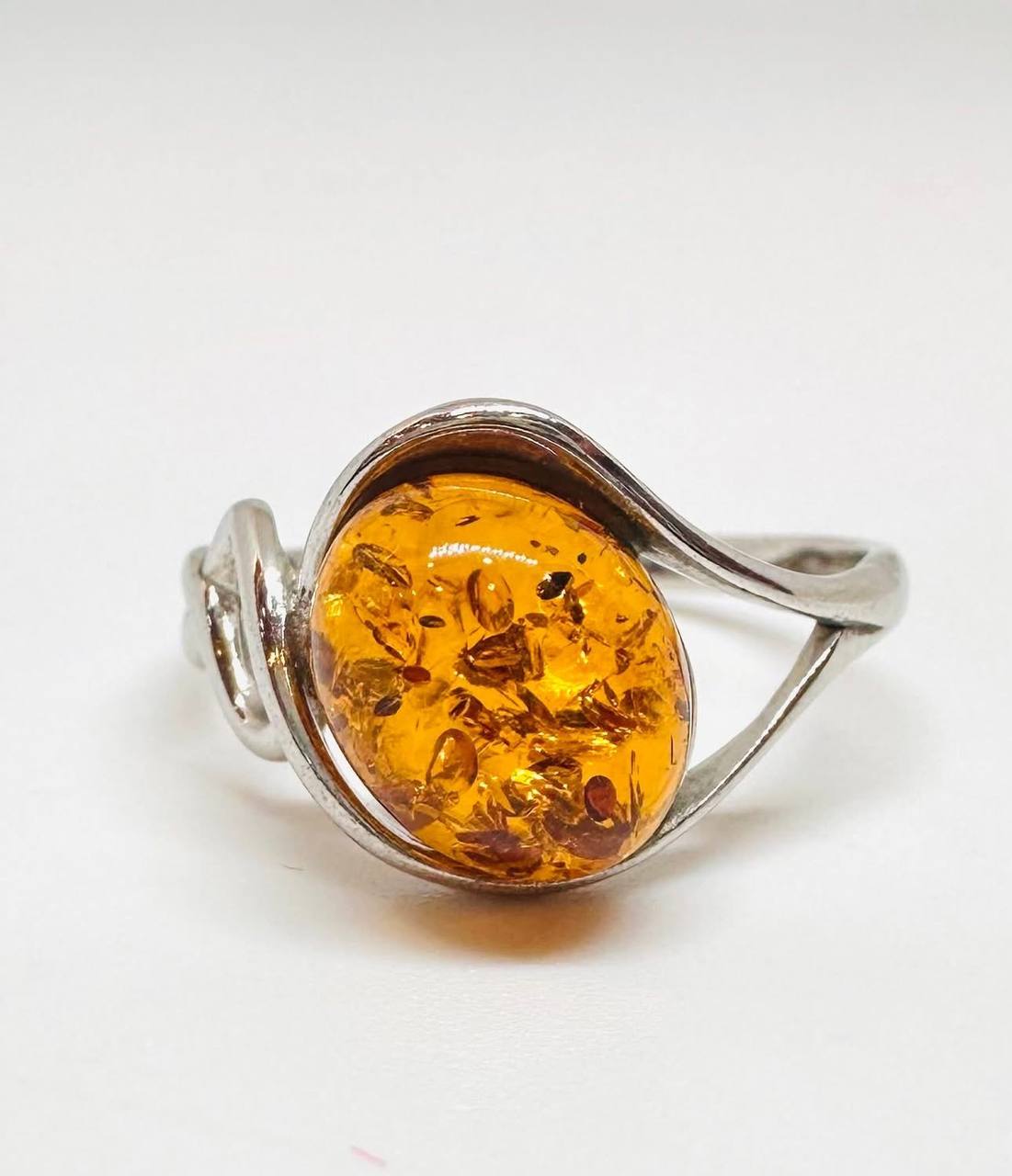 925 Sterling Silver Natural Polish Amber Ring — Handcrafted 2