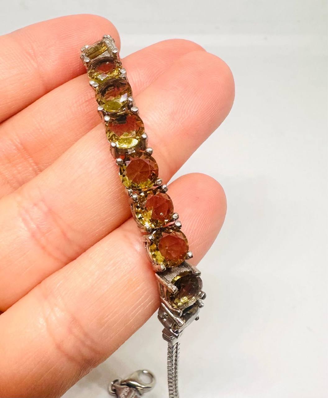 925 Sterling Silver, White Gold Plated Natural Zultanite (Color-Change) Bracelet — Handcrafted 4