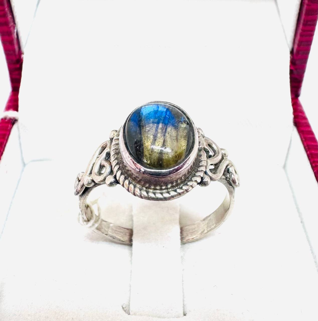 925 Sterling Silver Natural Labradorite Ring — Handcrafted