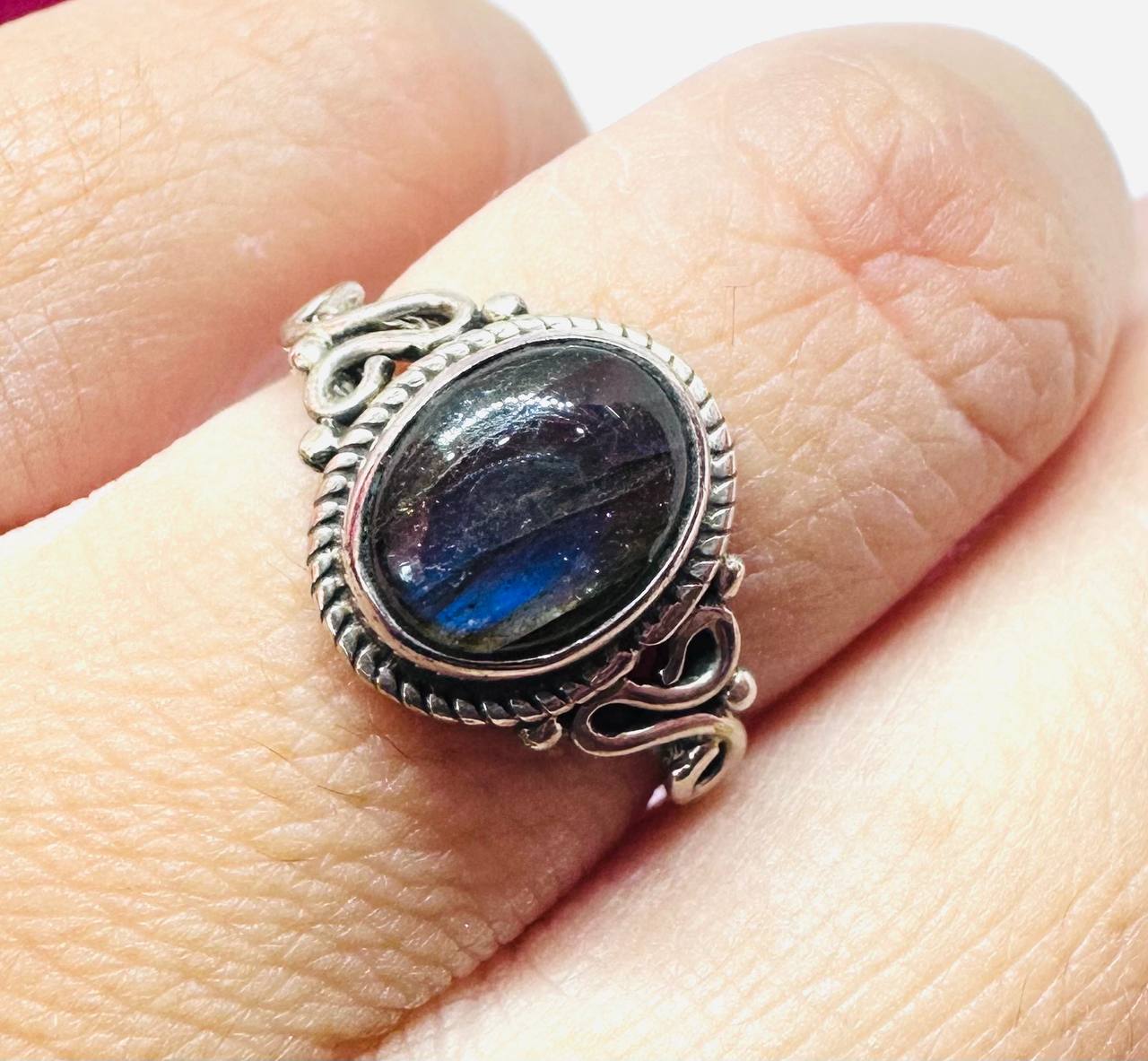 925 Sterling Silver Natural Labradorite Ring — Handcrafted 3