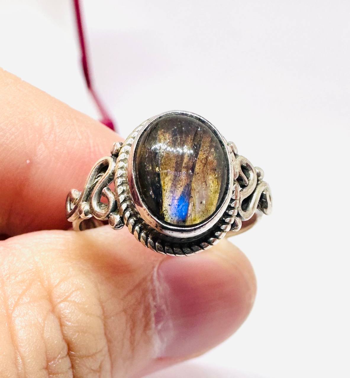 925 Sterling Silver Natural Labradorite Ring — Handcrafted 4
