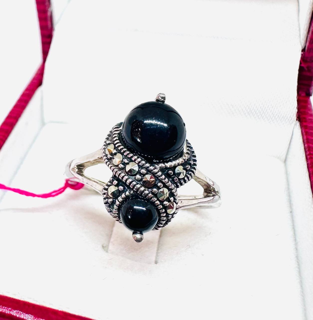 925 Sterling Silver, Blackened Finish Natural Onyx Ring — Handcrafted 2