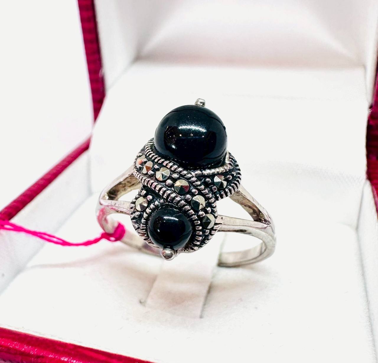925 Sterling Silver, Blackened Finish Natural Onyx Ring — Handcrafted 4