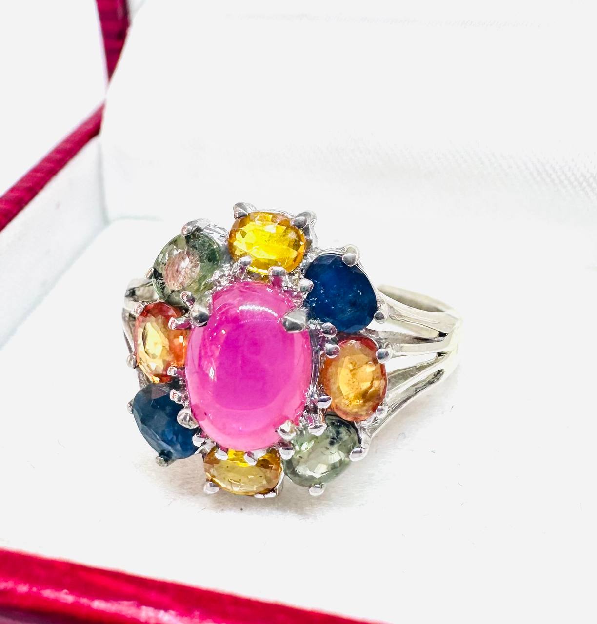 925 plata de ley, chapado en oro blanco rubí natural anillo 2