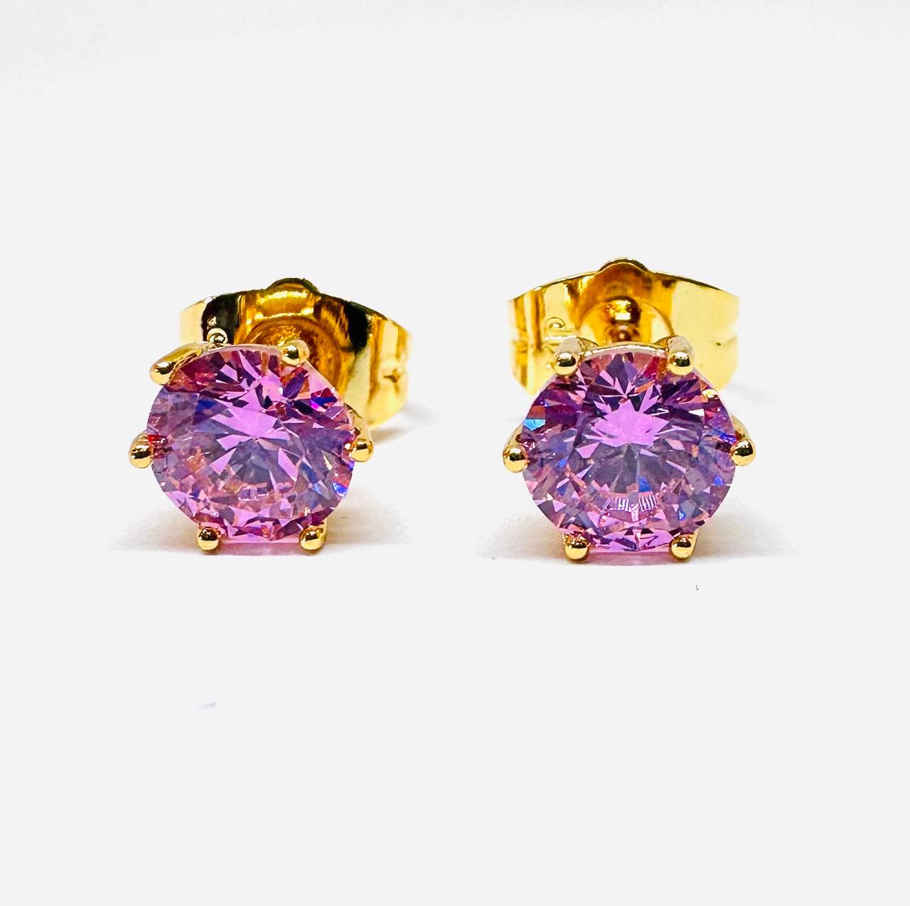Gold-Filled Natural Pink Topaz Stud Earrings — Handcrafted