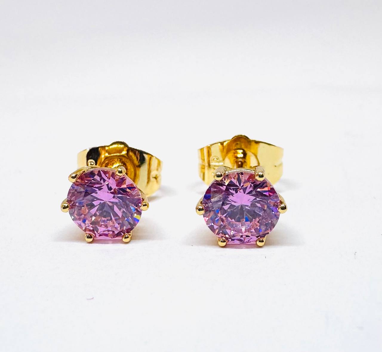 Gold-Filled Natural Pink Topaz Stud Earrings — Handcrafted 2