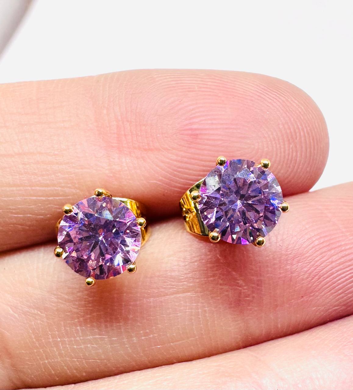 Gold-Filled Natural Pink Topaz Stud Earrings — Handcrafted 4
