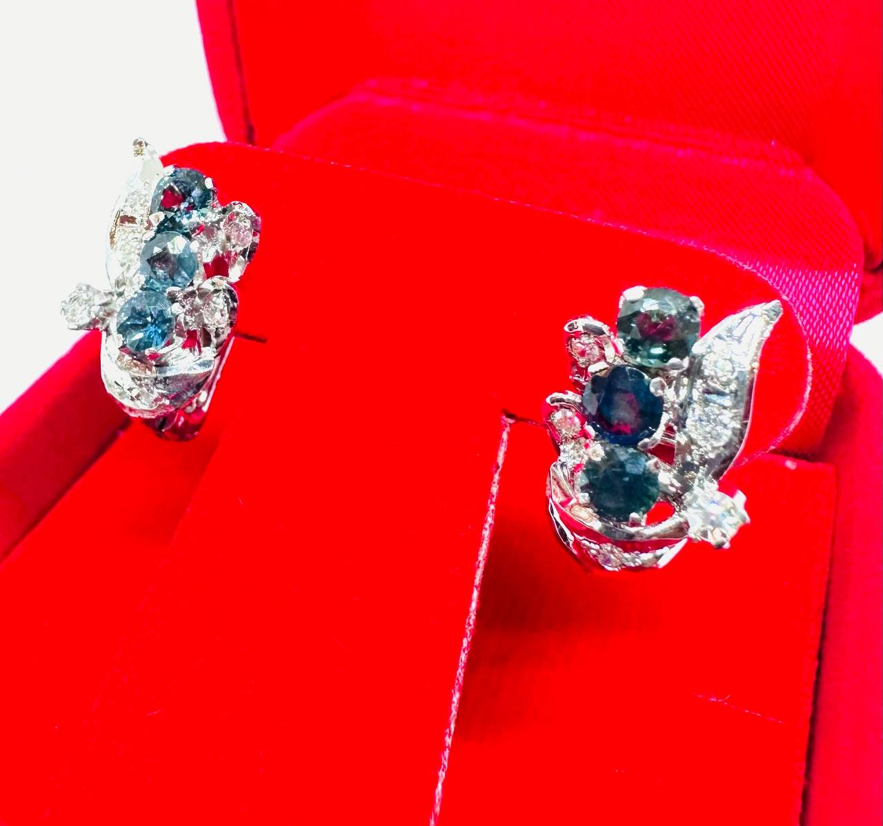 White Gold Natural Sapphire Drop Earrings — Handcrafted 3
