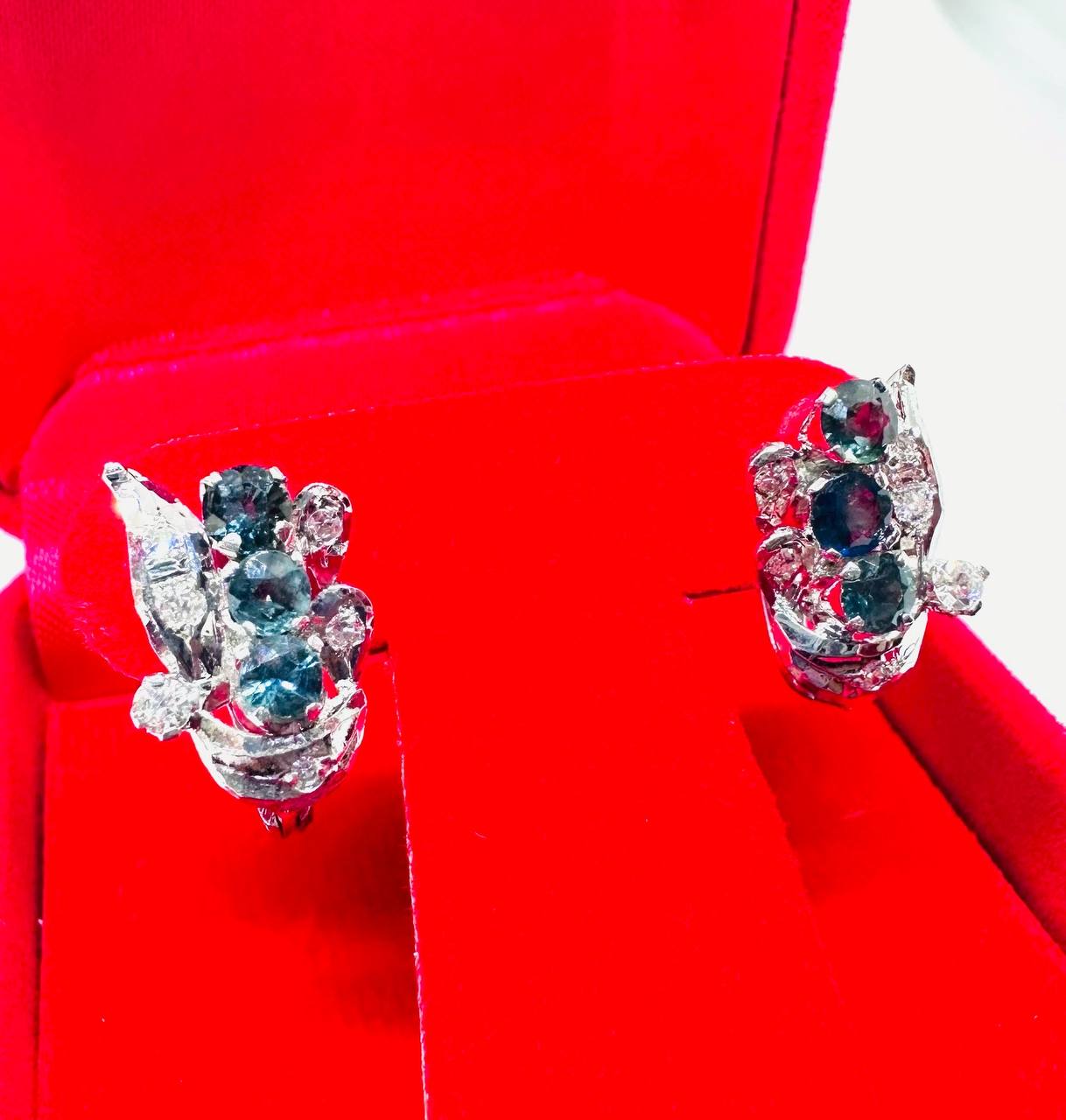 White Gold Natural Sapphire Drop Earrings — Handcrafted 4