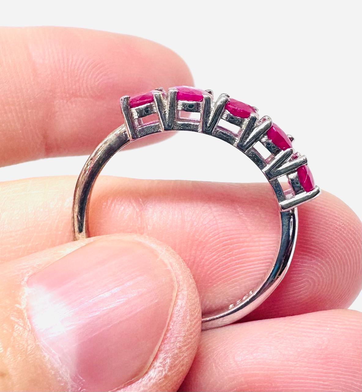 925 plata de ley rubí natural anillo 3