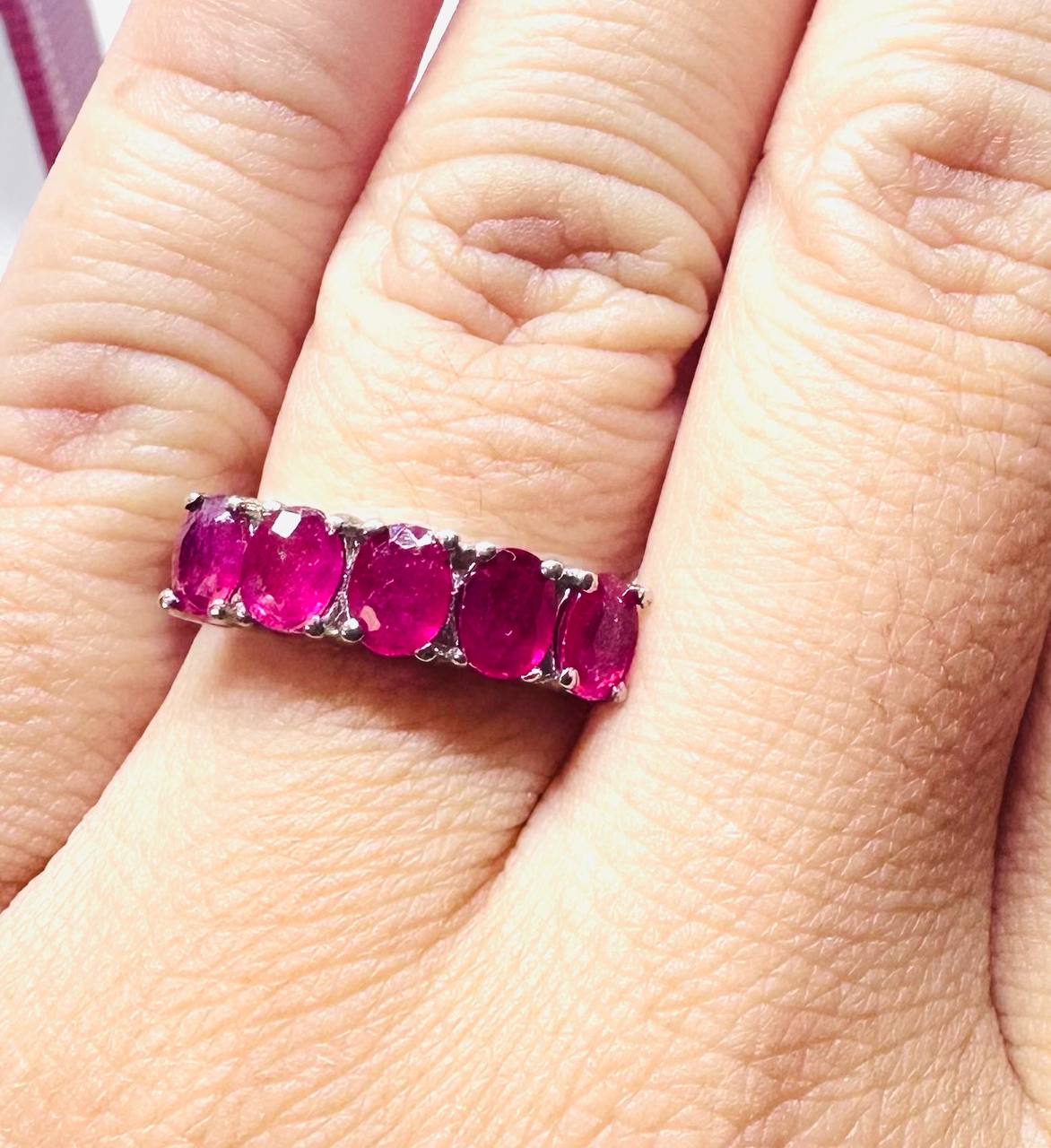 925 plata de ley rubí natural anillo 4
