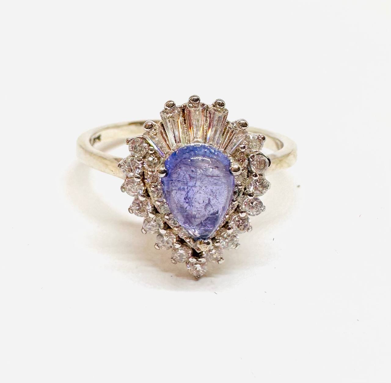 925 Sterling Silver, White Gold Plated Natural Tanzanite Ring — Handcrafted