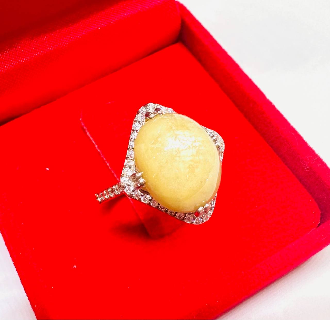 925 Sterling Silver, White Gold Plated Natural African Ruby Ring with Cubic Zirconia — Handcrafted 2