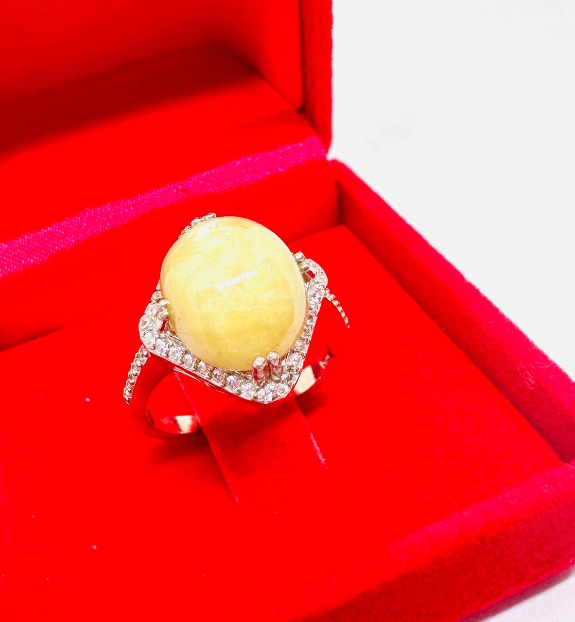 925 Sterling Silver, White Gold Plated Natural African Ruby Ring with Cubic Zirconia — Handcrafted 3
