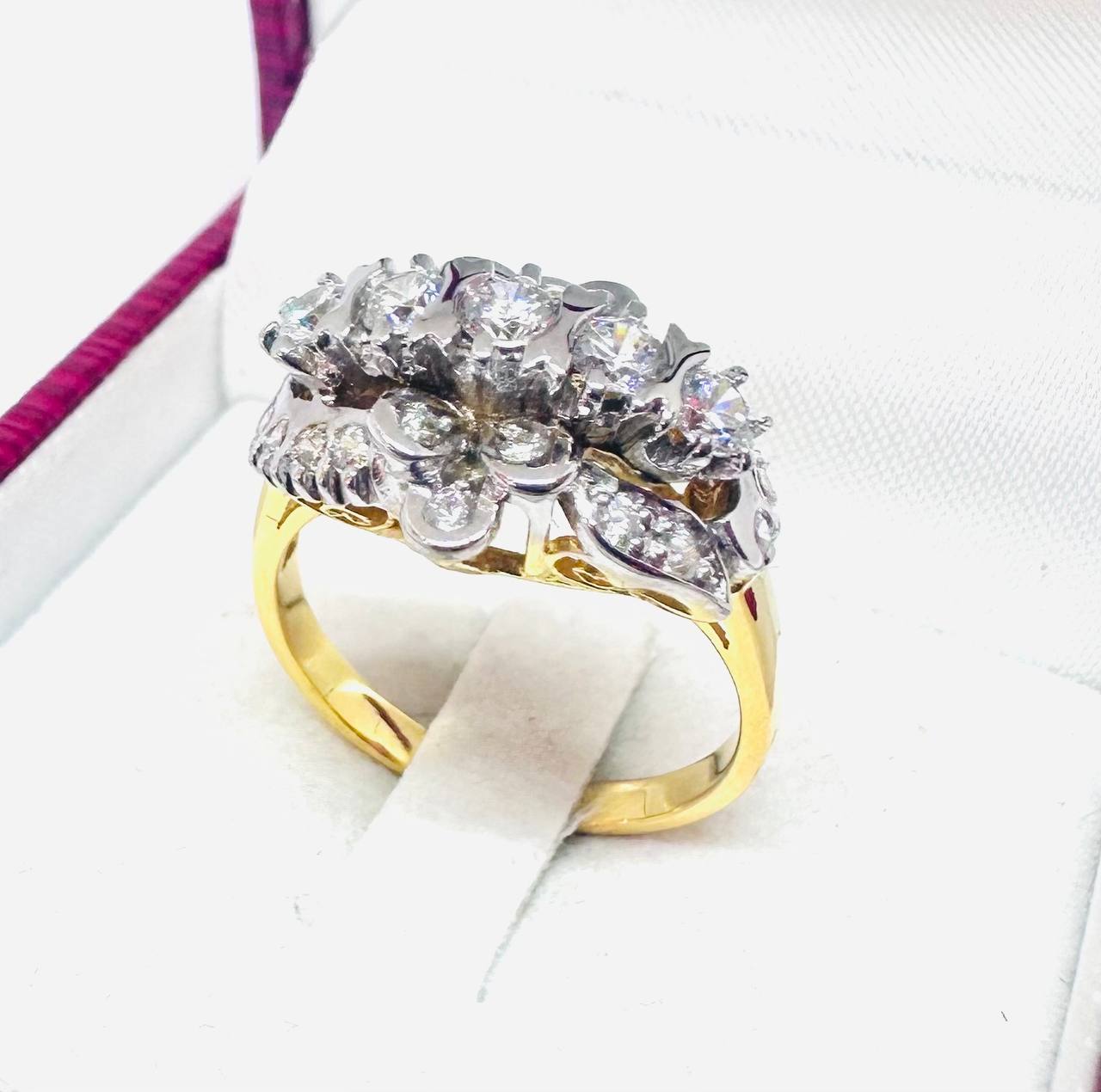 925 Sterling Silver, Traditional Paha Style, Gold Plated White Gemstone Ring — Handcrafted 2