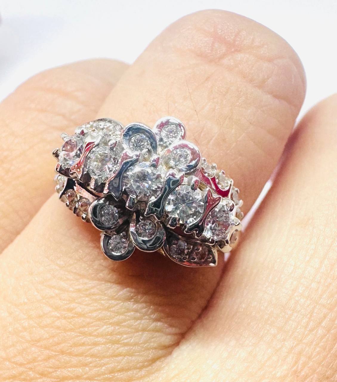 925 Sterling Silver, Traditional Paha Style, Gold Plated White Gemstone Ring — Handcrafted 3
