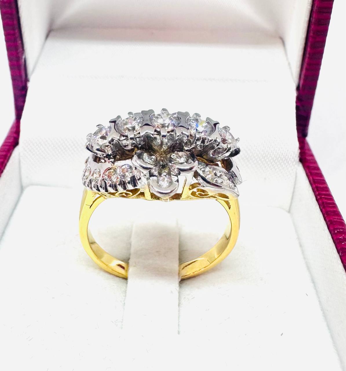 925 Sterling Silver, Traditional Paha Style, Gold Plated White Gemstone Ring — Handcrafted 4