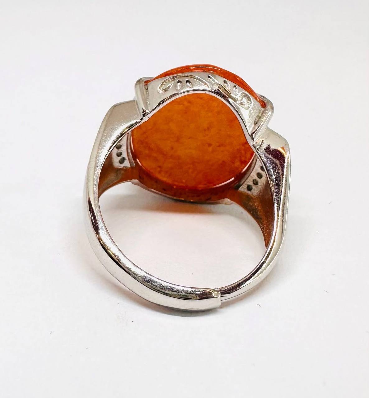 925 Sterling Silver Natural Jade Ring with Swiss Diamonds — Handcrafted 4