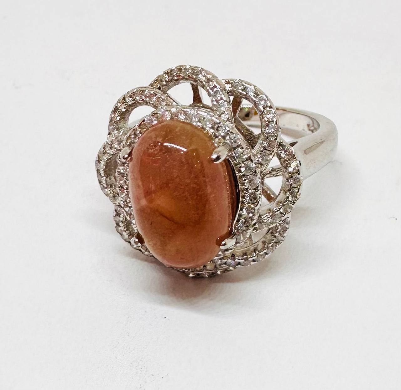 925 Sterling Silver, Gold Plated Natural Ruby Ring with Swiss Diamonds — Handcrafted 2