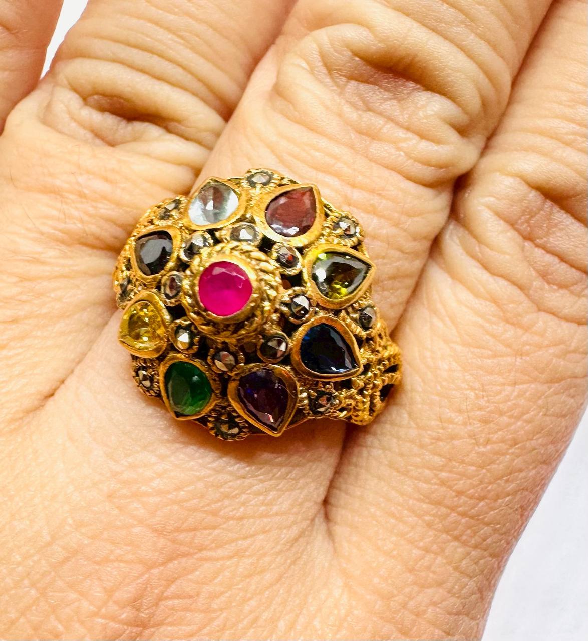 925 Sterling Silver, Gold Plated Natural Noppakao Ring — Handcrafted 2