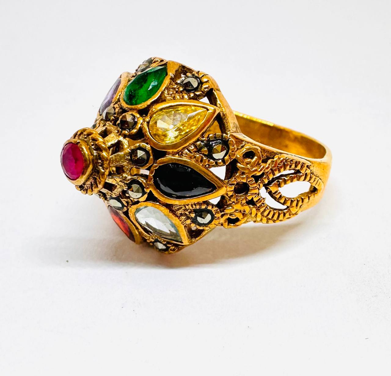 925 Sterling Silver, Gold Plated Natural Noppakao Ring — Handcrafted 3
