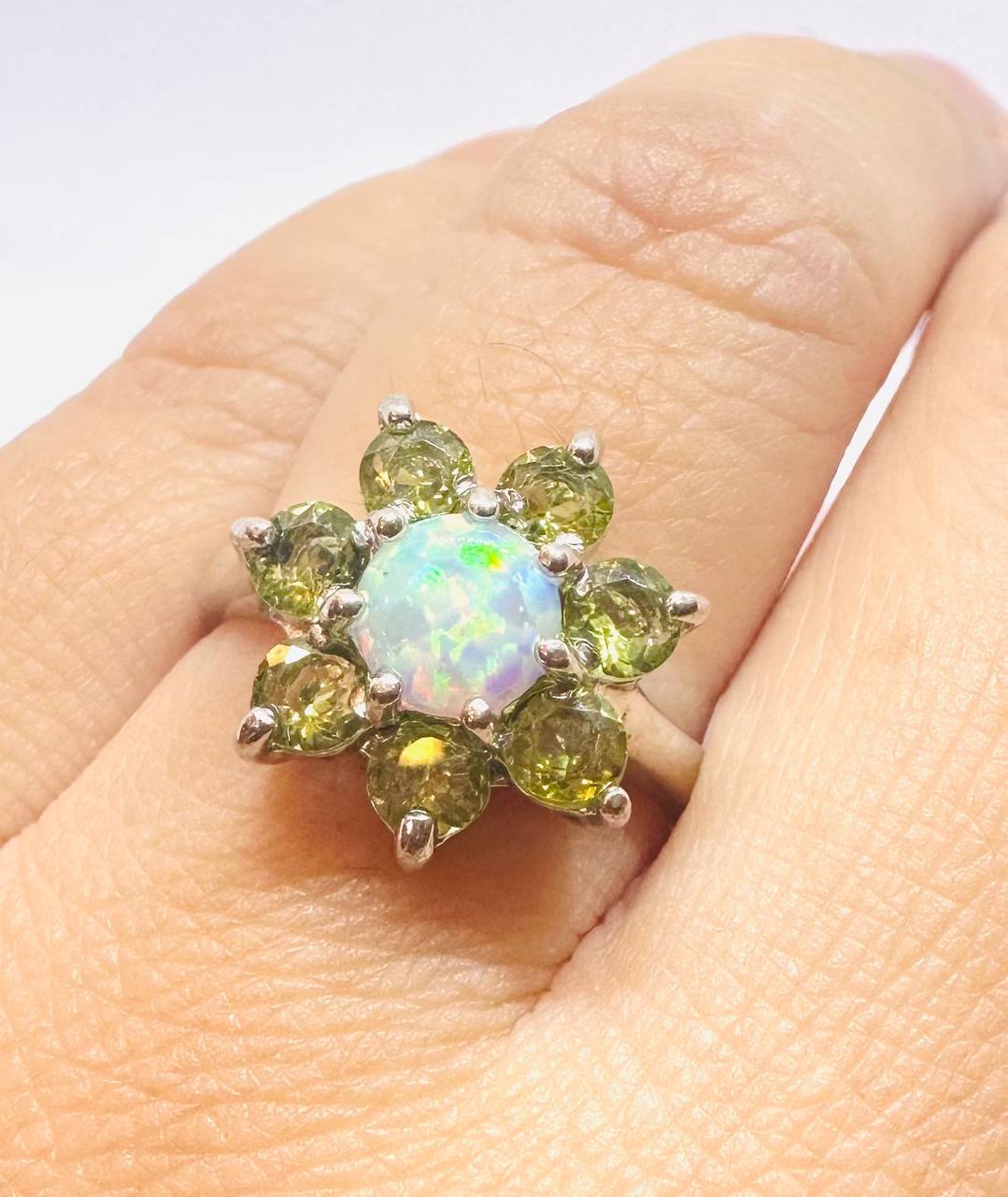 925 plata de ley ópalo natural anillo 2