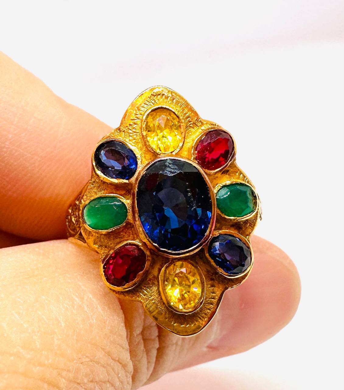 90% Gold (22K) Natural marquesa rubí anillo 5