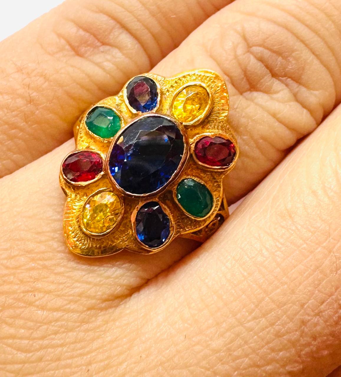 90% Gold (22K) Natural marquesa rubí anillo 6