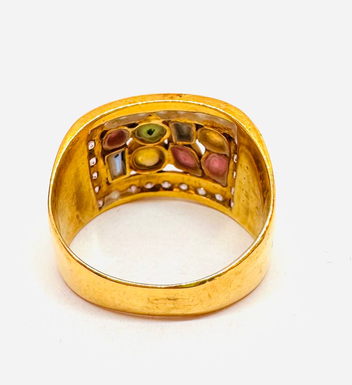 90% Gold (22K) White Gemstone anillo 5