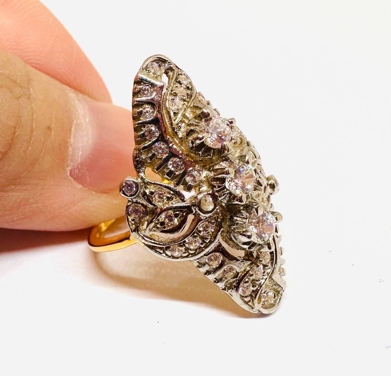 9K Gold White Gemstone Ring — Handcrafted 2