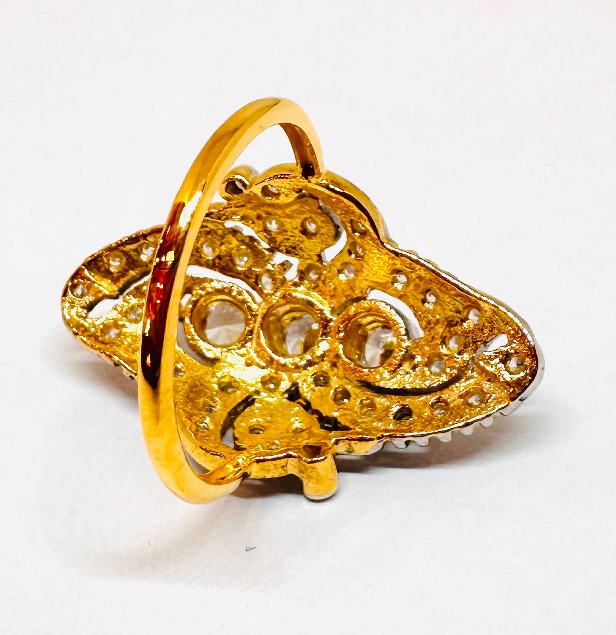 9K Gold White Gemstone Ring — Handcrafted 3