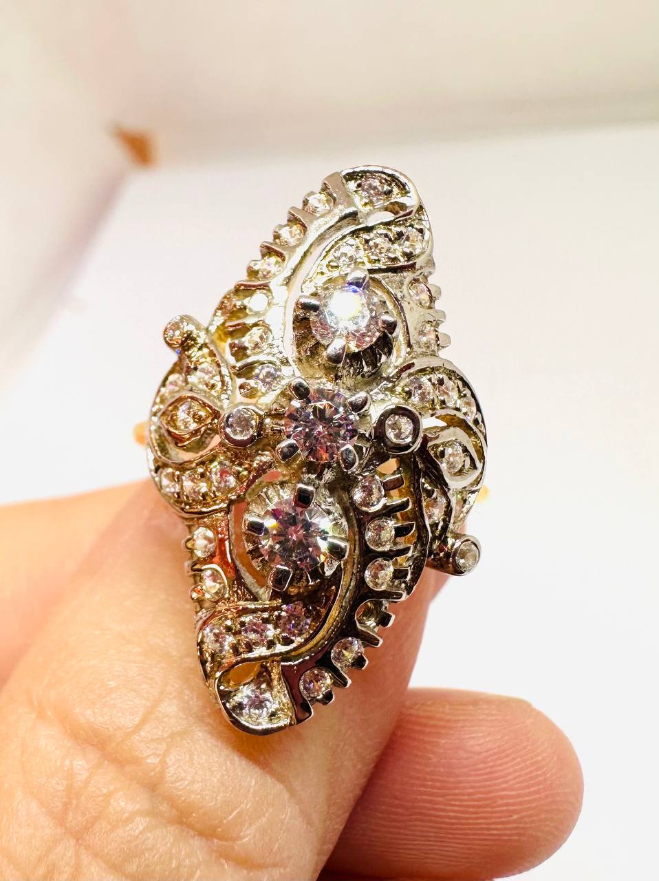 9K Gold White Gemstone Ring — Handcrafted 4
