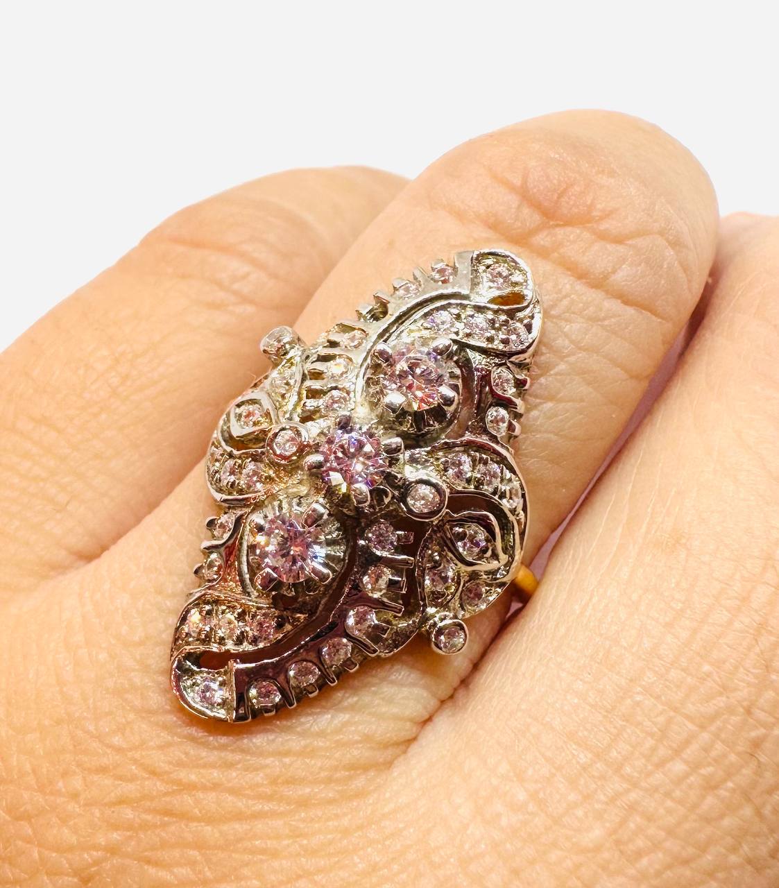 9K Gold White Gemstone Ring — Handcrafted 5