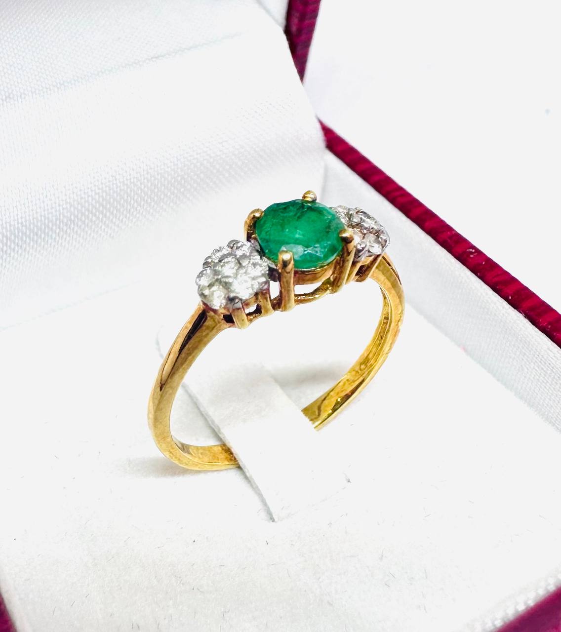 925 Sterling Silver Natural Emerald Ring with Natural Diamonds — Handcrafted 2