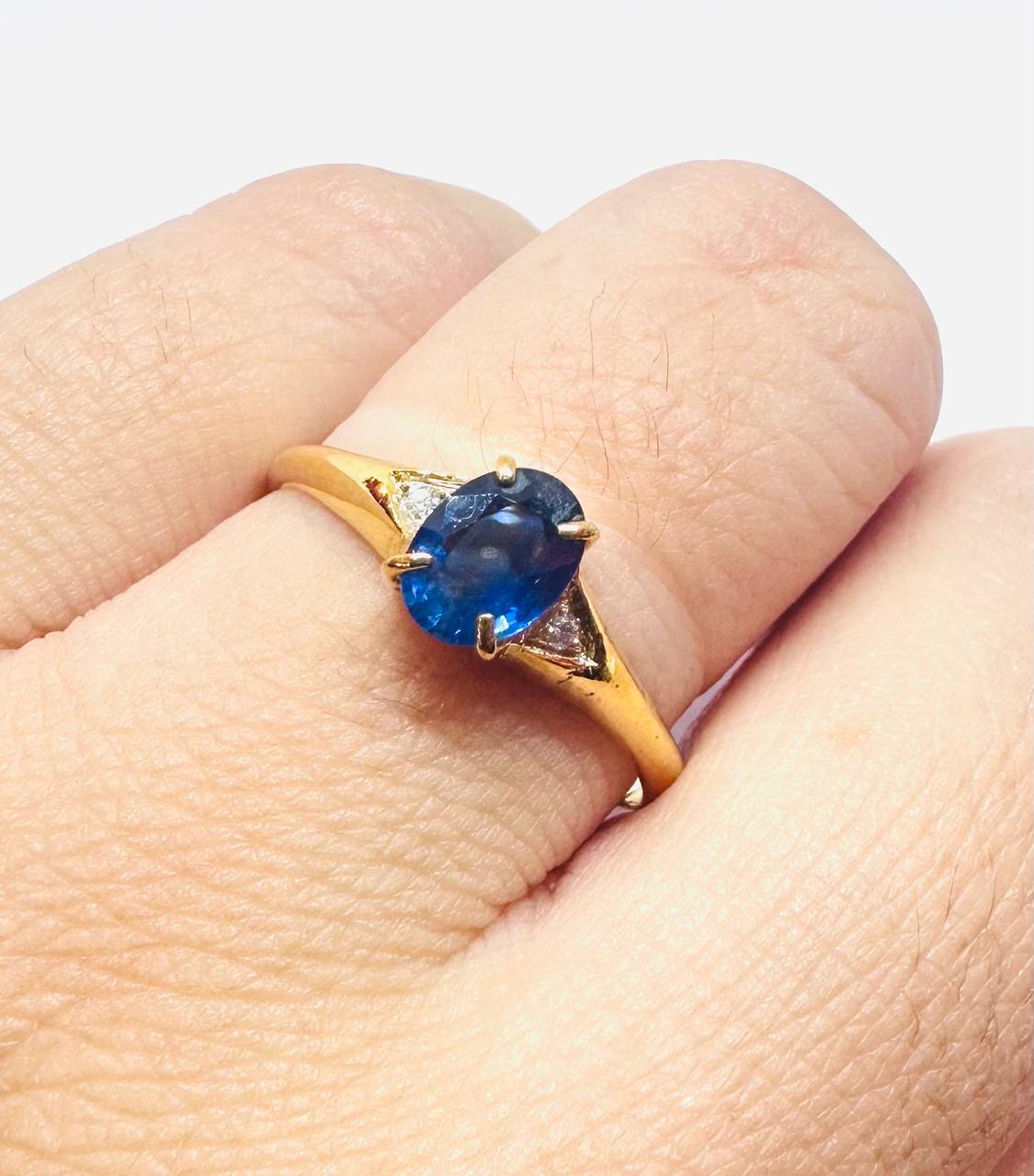925 Sterling Silver Natural Sapphire Ring with Natural Diamonds — Handcrafted 4
