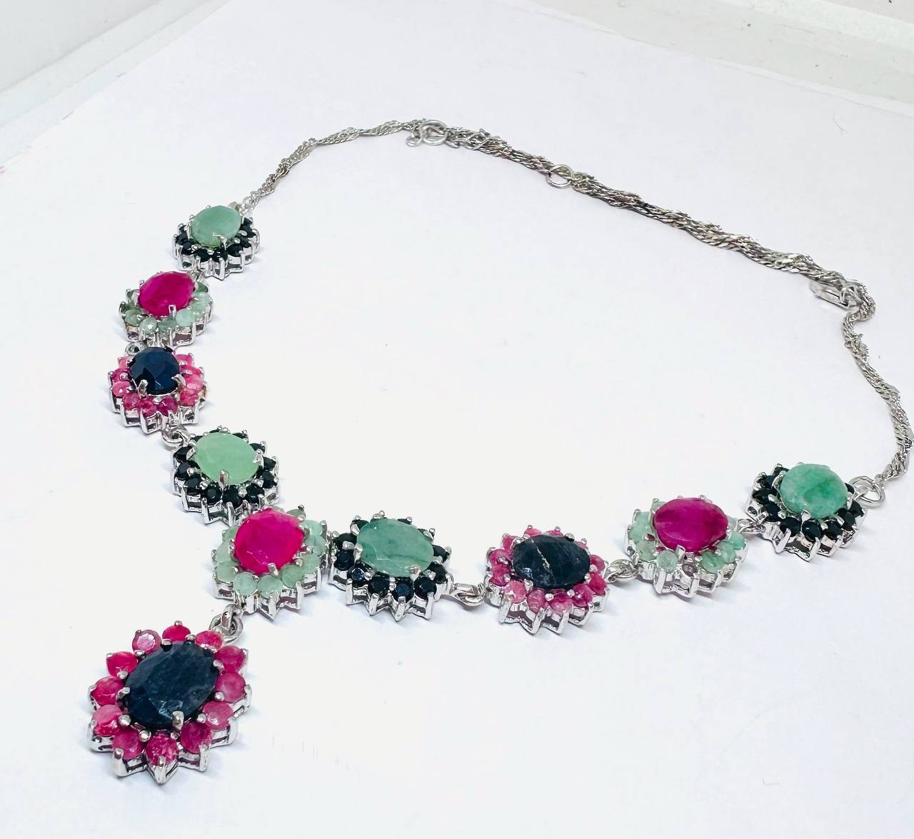 925 Sterling Silver Natural Zambian Emerald Necklace — Handcrafted 2