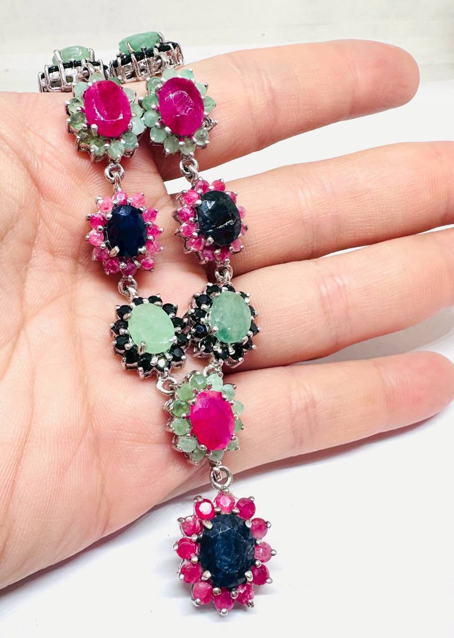 925 Sterling Silver Natural Zambian Emerald Necklace — Handcrafted 4