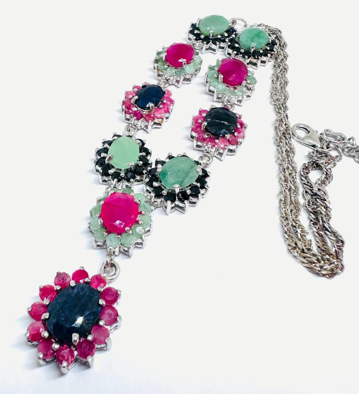 925 Sterling Silver Natural Zambian Emerald Necklace — Handcrafted 5