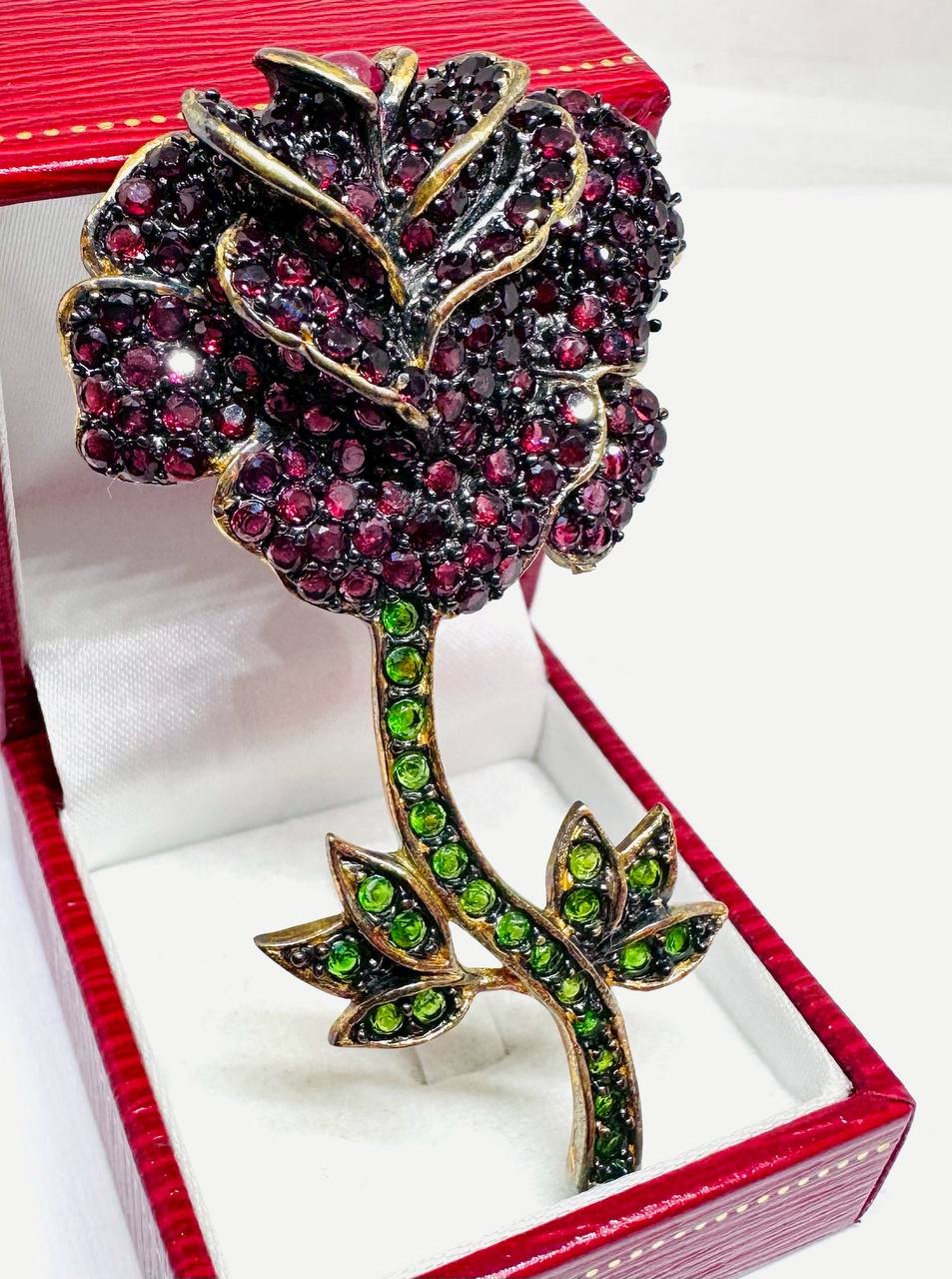 925 Sterling Silver (Stamped) Natural Ruby Brooch — Handcrafted 2