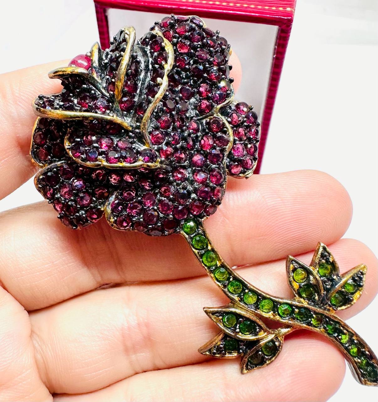925 Sterling Silver (Stamped) Natural Ruby Brooch — Handcrafted 4